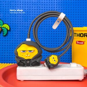 Bộ phụ kiện Vỏ bọc bảo vệ củ sạc dây cáp sạc cốc sạc cho bộ sạc Iphone 18W 20W chống trầy và hỏng + Bộ Mặt Vàng+Dây