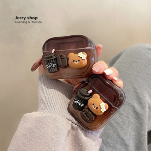 Case AirPods Cafe Đen Gấu Nữ