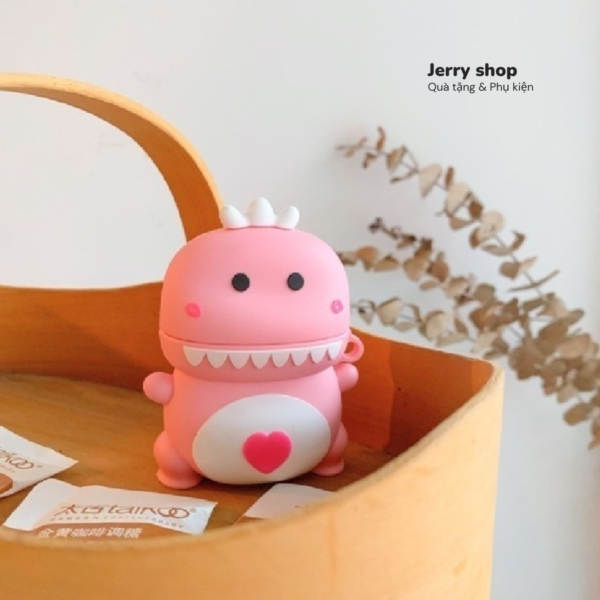 Case Airpods khủng long hồng