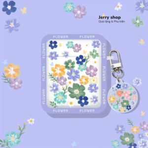 Case Airpods Nhiều hoa vẽ xanh