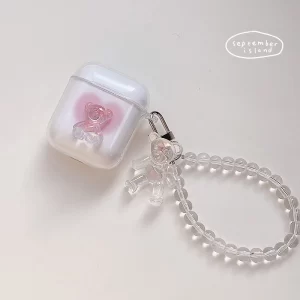 Case Airpods Gấu vẽ tim hồng