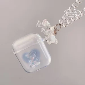Case Airpods Gấu Vẽ Tim Xanh