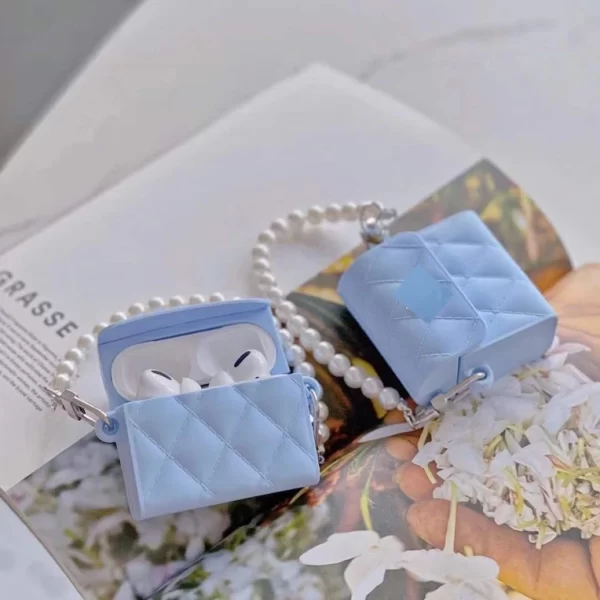Case Airpods túi ngọc trai xanh