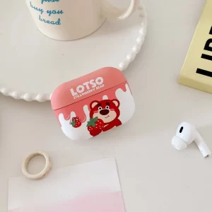 Case Airpods Gấu cầm quả dâu
