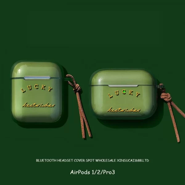 Case Airpods Lucky xanh lá trong