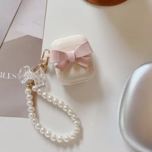 Case Airpods nơ hồng ngọc trai