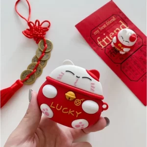 Case Airpods mèo lucky đỏ