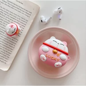 Case Airpods mèo lucky hồng