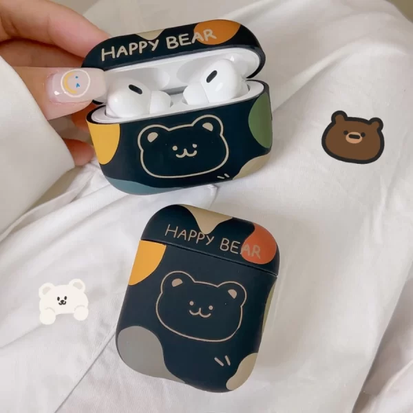 Case Airpods gấu happy đen