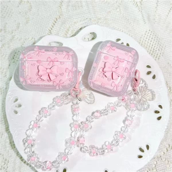 Case Airpods nơ hồng bướm trong