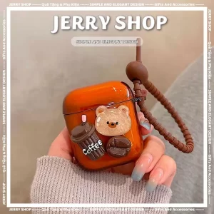 Case Airpods gấu coffe
