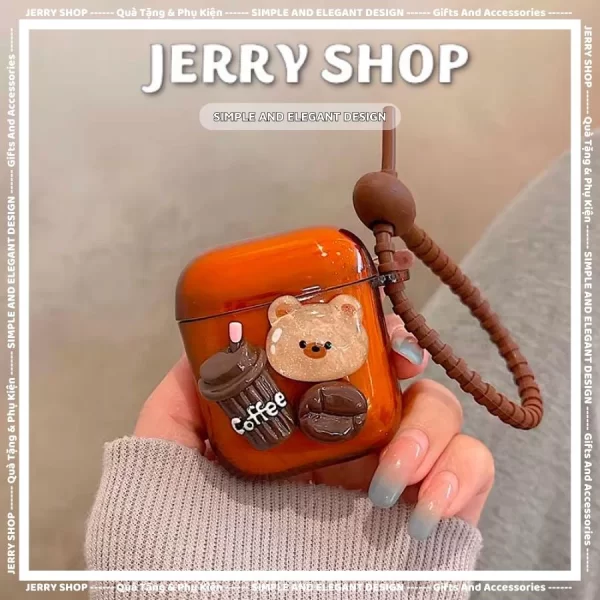 Case Airpods gấu coffe