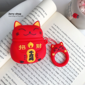 Case Airpods mèo thần tài đỏ
