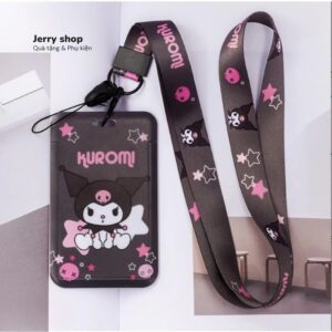 Dây đeo thẻ mẫu Kuromi đen