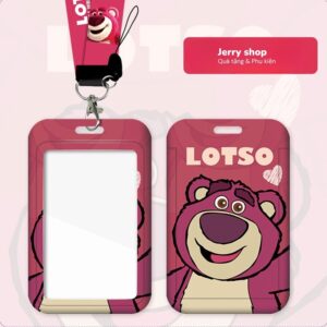 Dây đeo thẻ mẫu Lotso tim gấu dâu