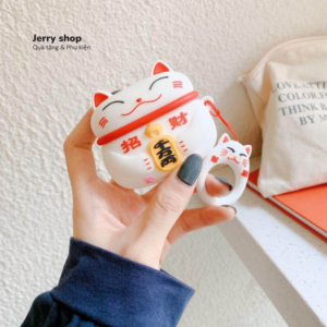 Case Airpods mèo thần tài trắng