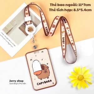 Dây đeo thẻ mẫu Thẻ rút - capy ăn cơm
