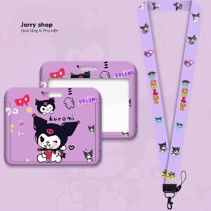 Dây đeo thẻ mẫu TN kuromi nơ đỏ ngang