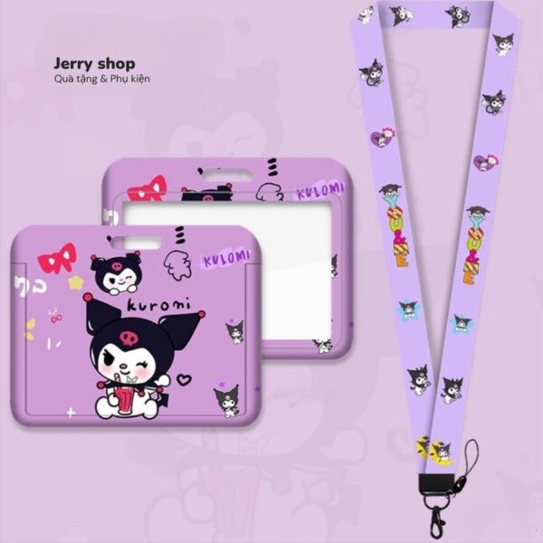 Dây đeo thẻ mẫu TN kuromi nơ đỏ ngang