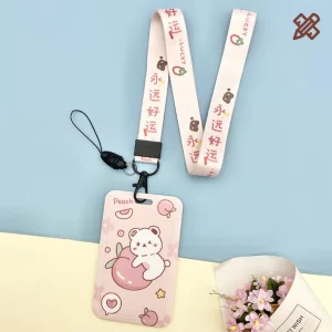 Dây đeo thẻ mẫu Gấu Peach dây