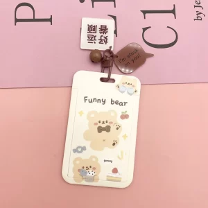 Dây đeo thẻ mẫu Gấu cherry chuông