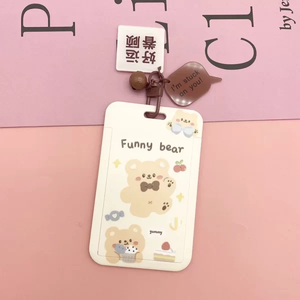 Dây đeo thẻ mẫu Gấu cherry chuông