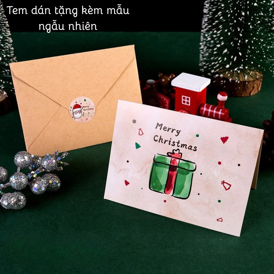 Noel 05-Hộp Quà Xanh Thiệp quà tặng