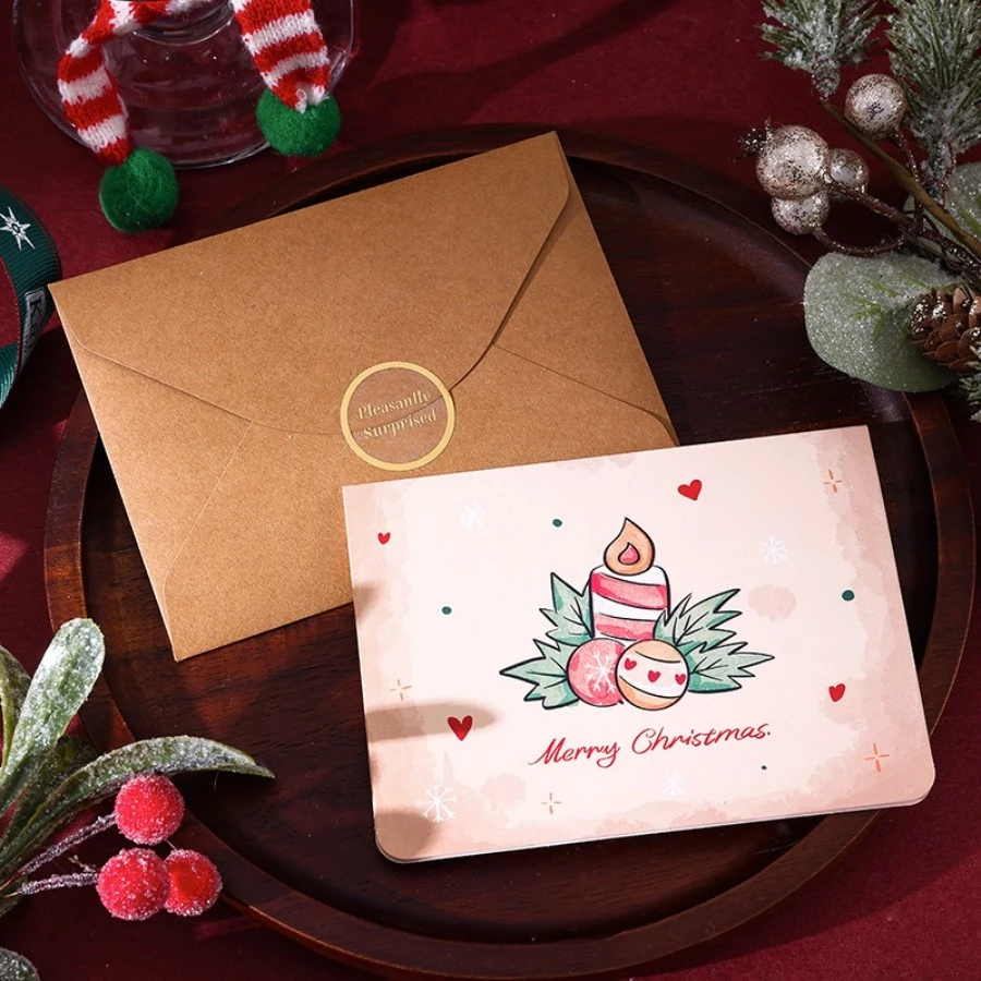 TGS-Nến Và Quả Châu Thiệp giáng sinh